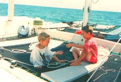 Two boys at deck of the Strider