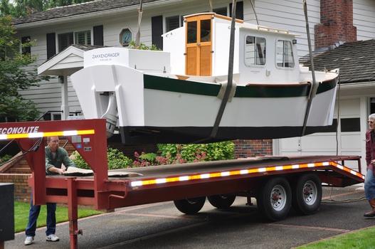 Redwing 21 Pilothouse Almost on the trailer
