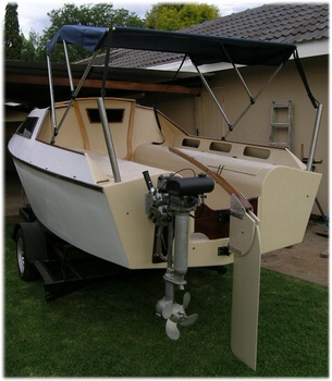 Bimini and kick up rudder on the bracket